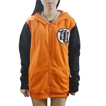 

PIZZ ANNU Dragon Ball Z Son Goku Orange Zip-Up Adult Hoodie (XL, Black-G)