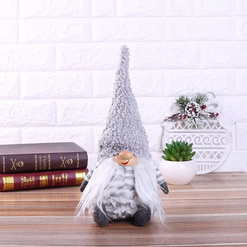 H navidad рождественские украшения полосатый длинный в плюшевой шляпе кукла игрушка рождественские украшения праздничный подарок украшения - Цвет: H