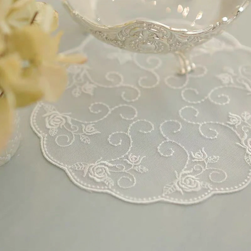White Lace Placemats For Dining Table Mat Drink Coaster Dust Cover