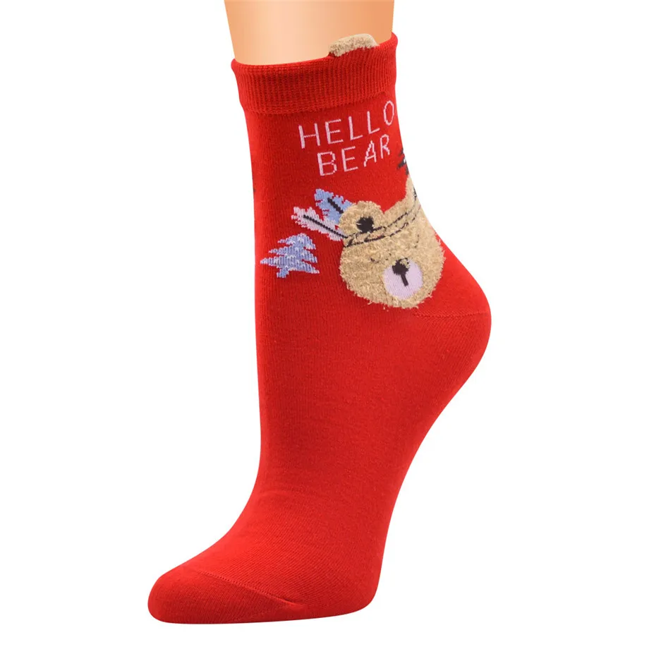Новогодний подарок, рождественские носки, женские хлопковые носки, Kawaii Calcetines Femme, милые забавные зимние носки для девочек, Санта-Клаус, лось, снег - Цвет: 6