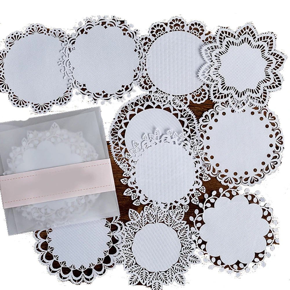 Lychee Life White Lace Stickers Hollow Frame Sticker for Svrapbooking Cards DIY Album Greeting Cards Decals