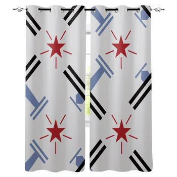 

Aircraft Brown Blue Black Rich Window Curtains Living Room Kitchen Curtains for Bedroom Left and Right Biparting Open Curtains