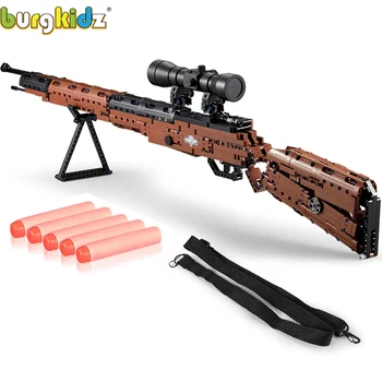 

653pcs Technic Military Gun Model Building Blocks Set 98K Desert Eagle Machine Gun Blocks Pistol Educational Toys for Children