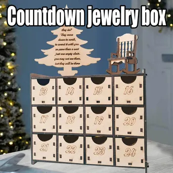 

Wooden Advent Calendar Countdown Lights Christmas Pull-Out Drawers Light Christmas Decorations Advent Calendar Droshipping