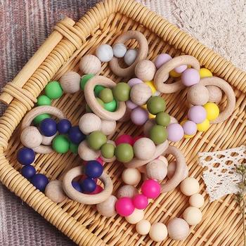 

Pacifier Clip baby toys Bracelet rattle silicone bead bracelet teeth Jewelry Wood Bead nipple chain contains no bisphenol A