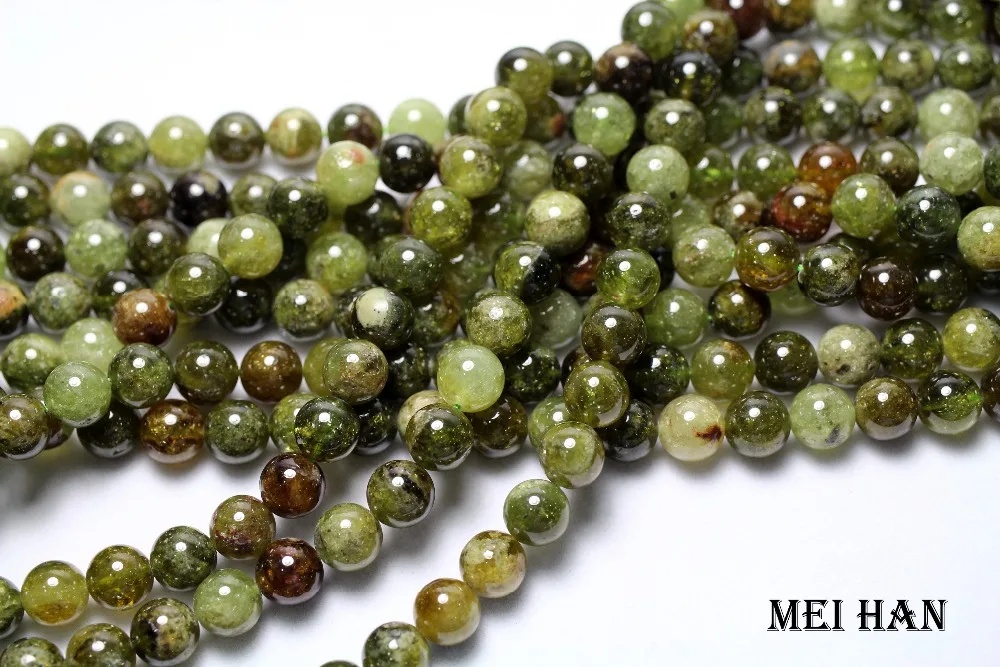Meihan подлинный натуральный(approx38beads/set) 10 мм зеленый Гарнетт Гладкий Круглый камень бусины для изготовления ювелирных изделий DIY