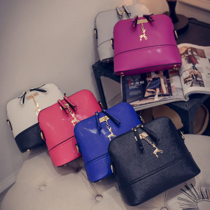 

Simple toothpick pattern shell one shoulder solid color one shoulder deer hanging cute fashion wild Messenger bag
