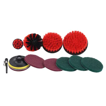 

12pcs Electric Drill Brush Scrub Pads Kit Power Scrubber Cleaning Kit Cleaning Brush Scouring Pad For Carpet Glass Car Cleaner