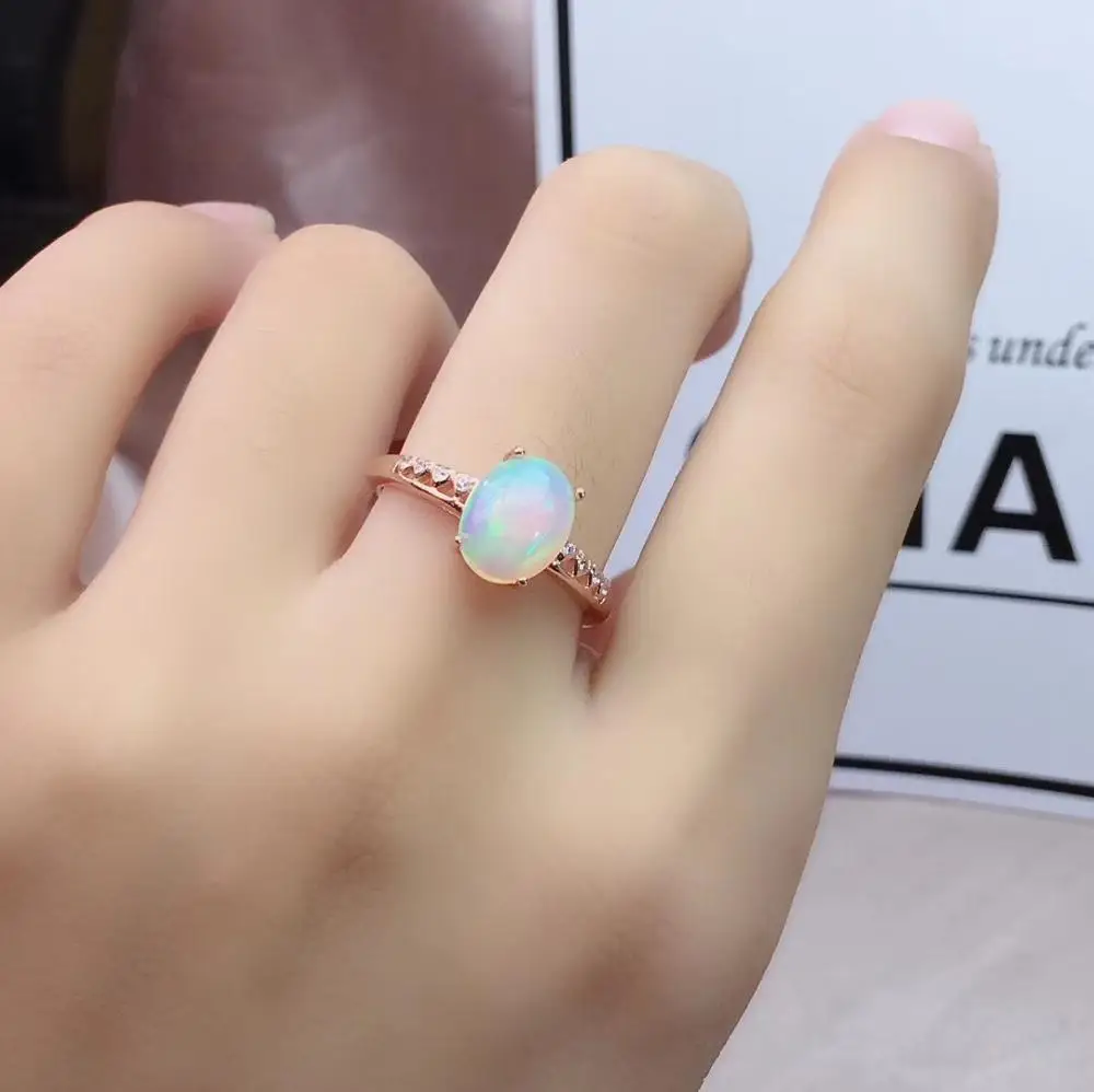 ring KJJEAXCMY бутик ювелирных изделий 925 с инкрустацией, из чистого серебра натуральное опаловое ожерелье для колец сережек браслетов костюм поддержки обнаружения - Цвет камня: ring