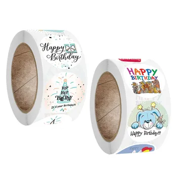 Pegatinas bonitas de feliz cumpleaños para niños, etiqueta de sellado, regalo de cumpleaños, álbum de recortes, 100-500 Uds.