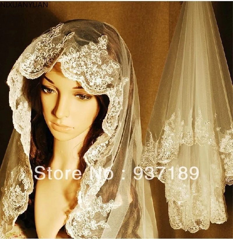 

Noble Royal Elegant Ivory/White Top Quality European Luxury 1.5 Meters Long Aesthetic Lace Bridal Veil Wedding Accessories Dress
