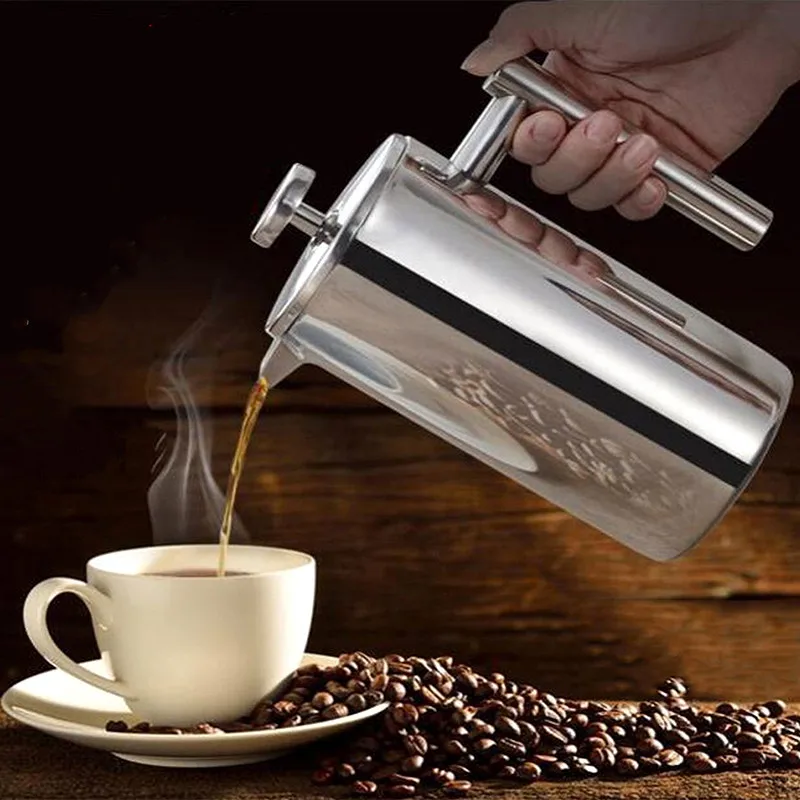 Stainless Steel French Press Coffee Pot 350/800/1000ML Percolator Large Capacity Containers | Дом и сад