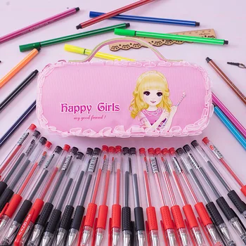 

Portable Pencil Case Large Capacity Lace Pen Holder with Handle for Girls' Birthday Gift