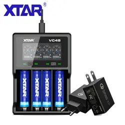 XTAR QC3.0 Быстрая зарядка VC4S ЖК-зарядное устройство 3,6 В/3,7 в li-ion/IMR/INR/ICR 10400-32650 1,2 в AAA AA 21700 20700 18650 зарядное устройство