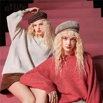 

ELFSACK Candy Color Solid Casual Knit Minimalist Women Sweaters,2020 Autumn ELF Pure Full Sleeve Korean Ladies Daily Warm Tops