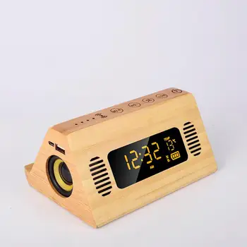 

Alarm Clock Phone Charging Voice Broadcast Bluetooth Speaker FM Radio Digital Temperature Touch Screen Retro Snooze Table Clocks