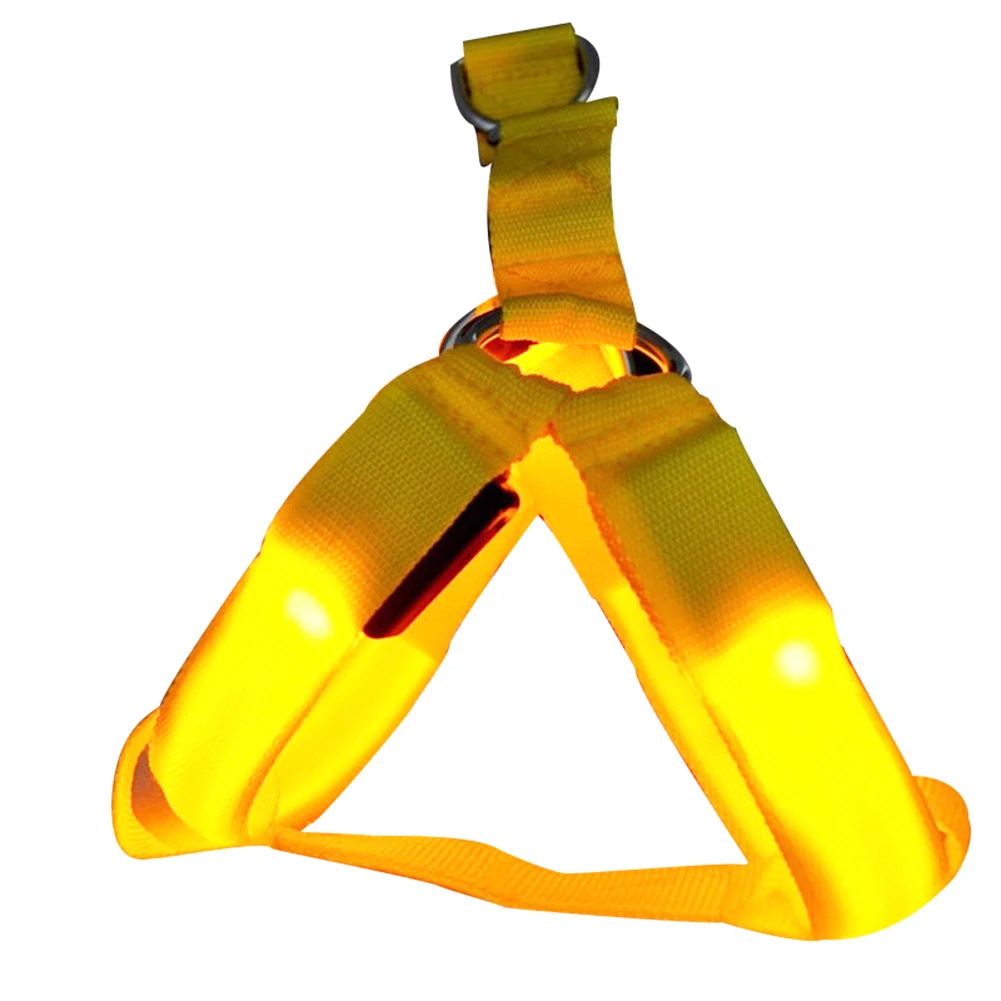 yellow Светящийся ошейник для собак, перезаряжаемый светодиодный ошейник, нагрудный ремень, товары для домашних животных, жилет для собак AIA99 - Color: yellow