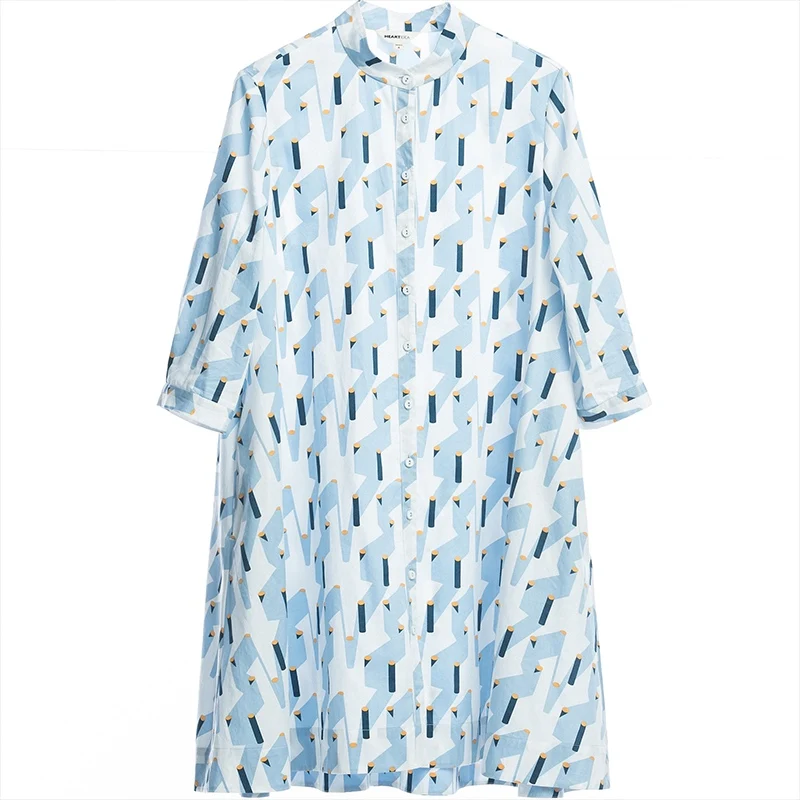 IRINAFC26 FW Collection women clothing stand collar three quarter sleeve long shirt dress