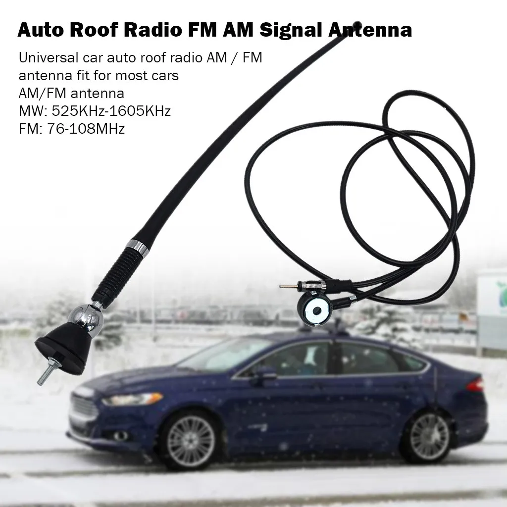 

New Swivel Universal Car Antenna Auto Roof Radio FM AM Signal Antenna 180 degrees swivel base Black rubber construction#P10