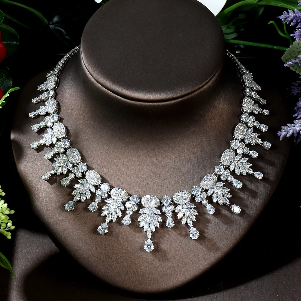 HIBRIDE Vintage Water Drop Design Bridal Necklace and Earrings Set African Jewelry Set Nigerian Wedding bijoux dubai N-238 - Image 4