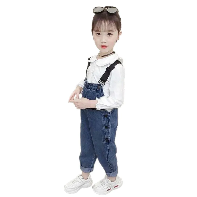 

Girls Autumn Suit 2019 New Foreign Korean Version Funky Children's Net Red Denim Back with Pants Baby Casual Clothing Set