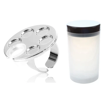 

1pcs Remover Cup Immersion Brush Cleaner Bottle & 1pcs Stainless Steel Color Display Palette Pallet False