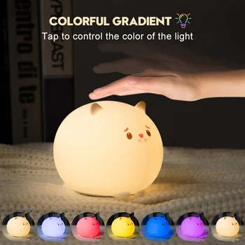 

LED USB lamp Colorful Silicone Cat Night Light Cute Animal Soft Cartoon Lamps For Children Bedroom Baby Christmas Gift