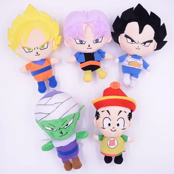 

[Funny] 5pcs/lot Dragon ball Super Saiyan Son Goku Piccolo Vegeta doll Stuffed plush toy model Home Decoration child kids Gift