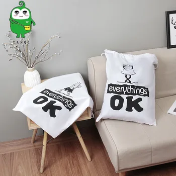 

INS Hot Selling Cotton Cloth Oversized Drawstring Bag Drawstring CHILDREN'S Room Toy Home Debris Canvas Storage Cloth Bag