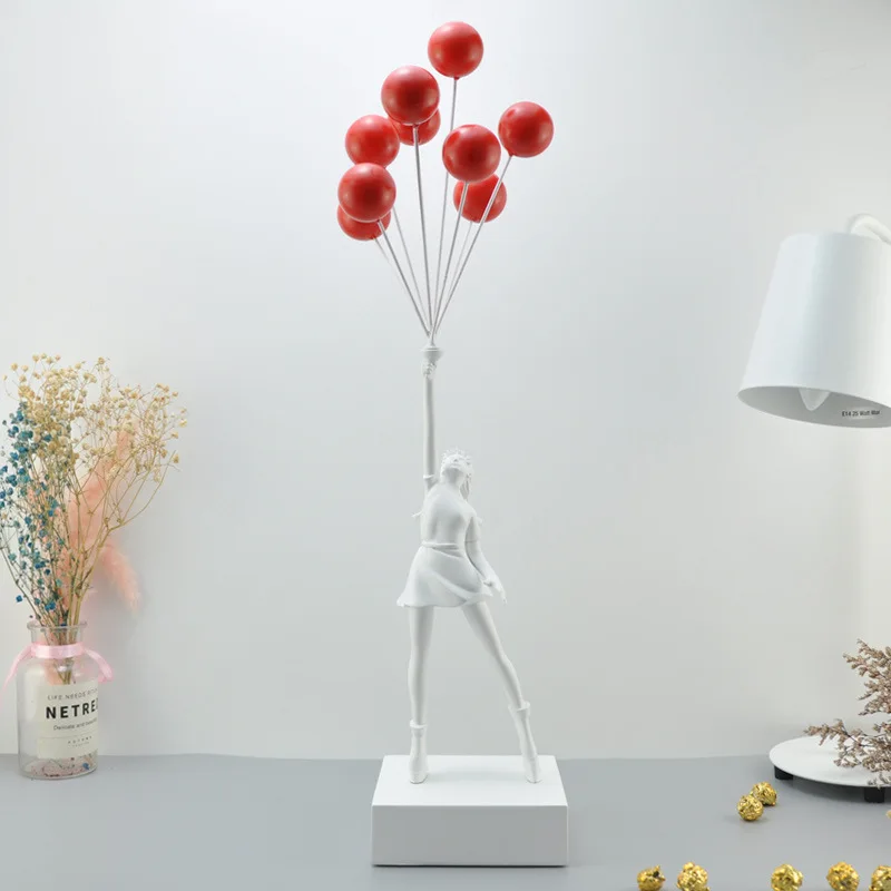 PROD 1005002580073734 2021 Luxurious Balloon Girl Statues Banksy Flying
Balloons Girl Art Sculpture Resin Craft Home Decoration Christmas Gift
57cm