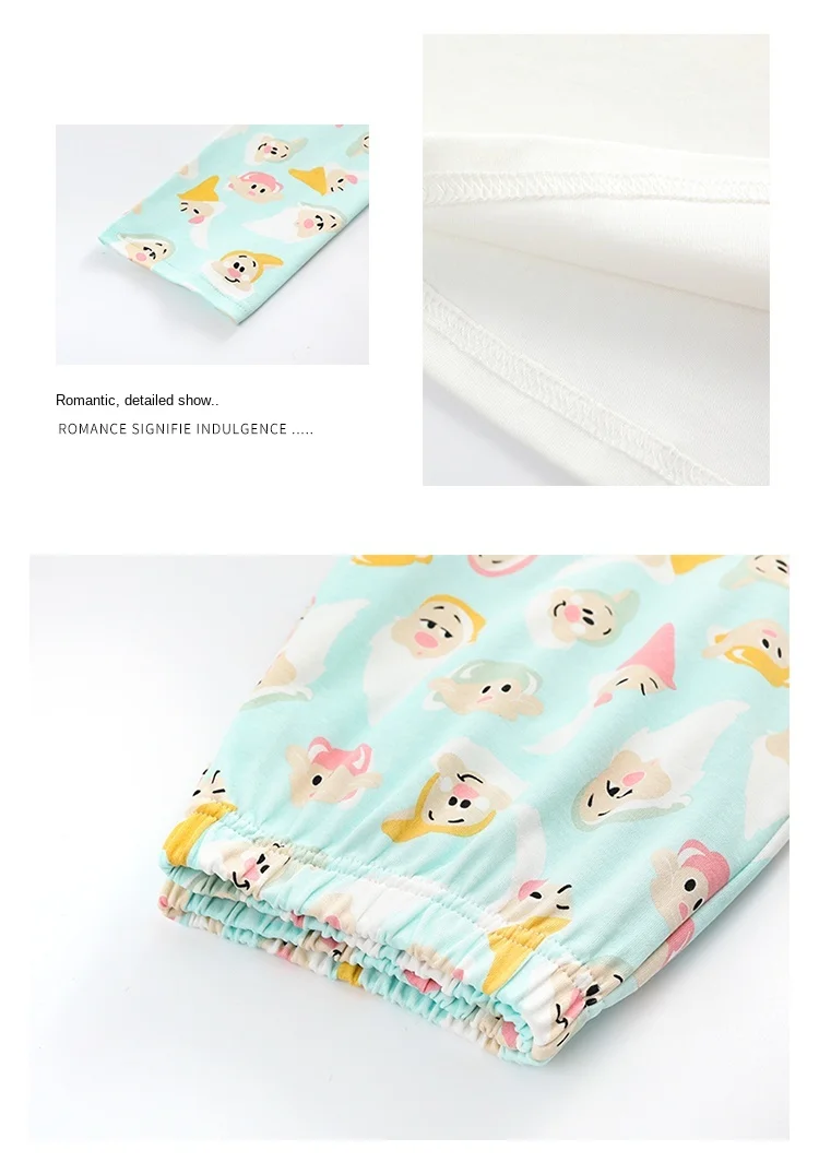 Disney Cartoon Snow White Dwarf Long Pajamas Set Lady Autumn Winter Cotton Long Sleeve Trousers Suit Printing Kawaii Pyjamas Set