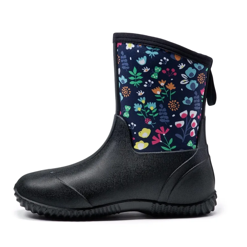 Botas de Chuva de Cor Sapatos de Chuva de Cor Sólida de Tubo Sapatos de Água Floral a Favor do Meio Sólida Médio Feminino Ambiente Insípido 10 Botas de chuva de cor sólida sapatos