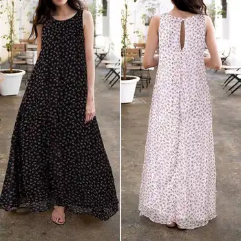 

ZANZEA Summer Sleeveless Dress Bohemian Women Sundress Casual Loose Floral Print Long Maxi Vestidos Female Holiday Beach Robe