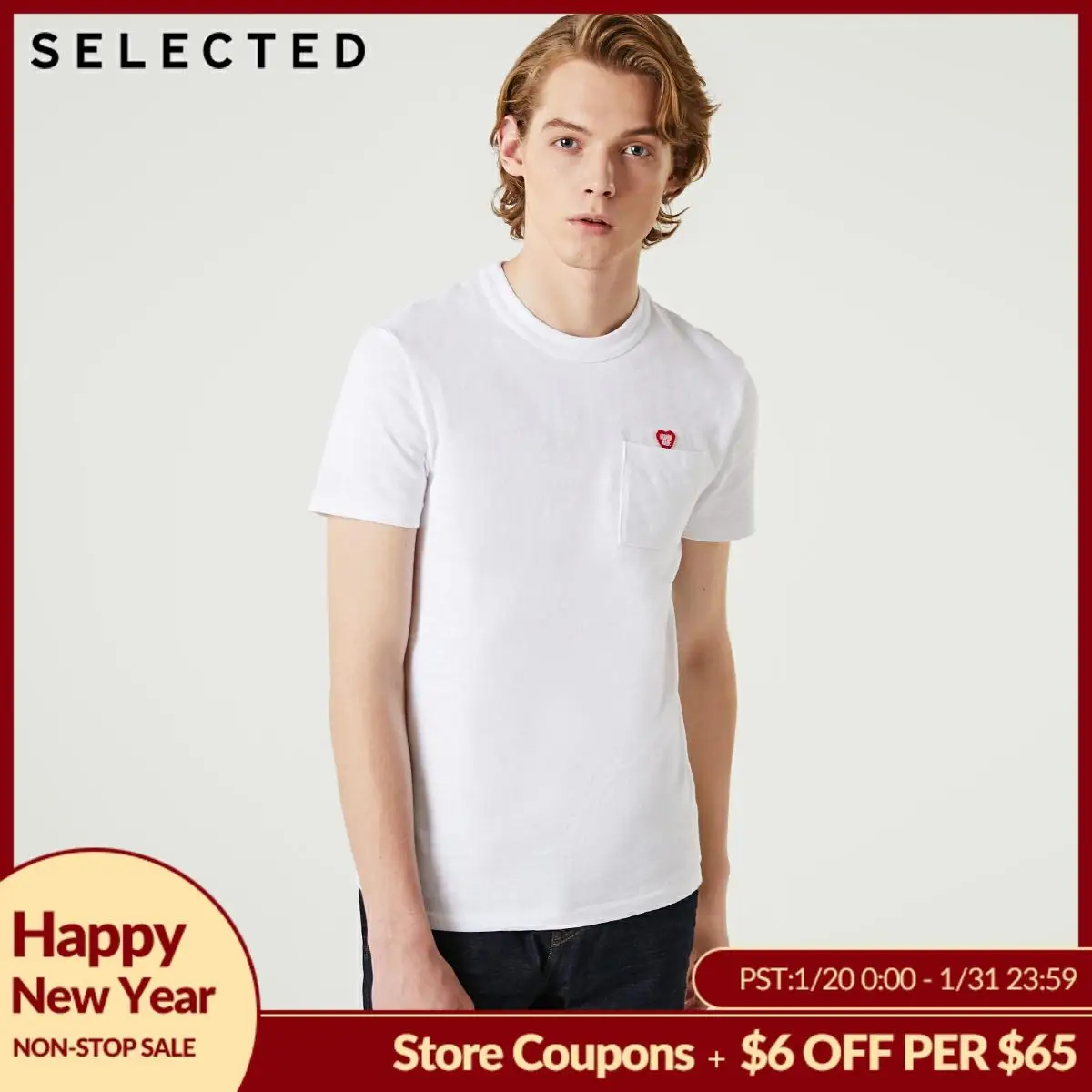 

SELECTED Men's Summer Cotton Embroidery Pockets Short-sleeved T-shirt I|419301512