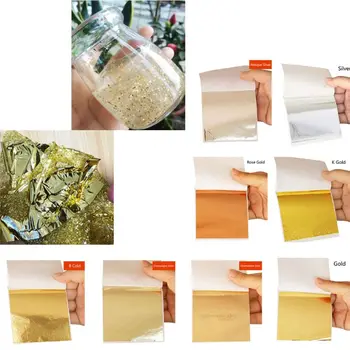 

100Pcs Imitation Gold Sliver Copper Foil Papers Leaf Leaves Sheets Foil Paper Gilding Craft Resin Jewelry Making Filling