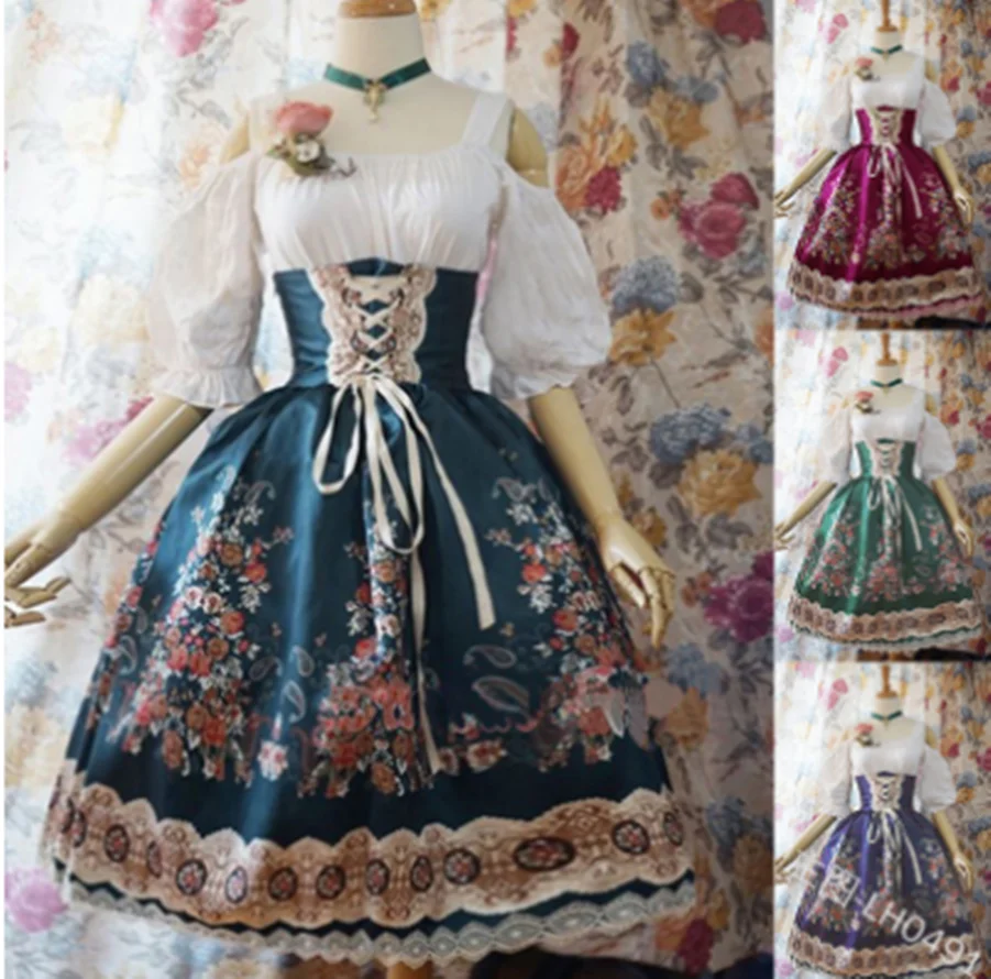 Каваи для девочек Готическая Лолита op loli cos Palace винтажное милое платье лолиты