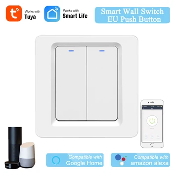 

Smart Life EU Switch WiFi Wall Light Switch 1/2/3 Gang APP Wireless Control Work with Alexa Google Nest Push Button Smart Switch