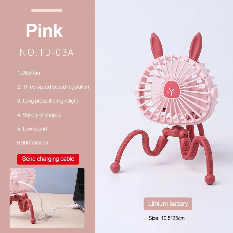 used baby strollers near me Mini Portable Stroller Fan Deformable Handheld Desktop Baby Crib Car Seat Cartoon Octopus Small Fan Night Light USB Rechargeable baby stroller accessories on sale Baby Strollers