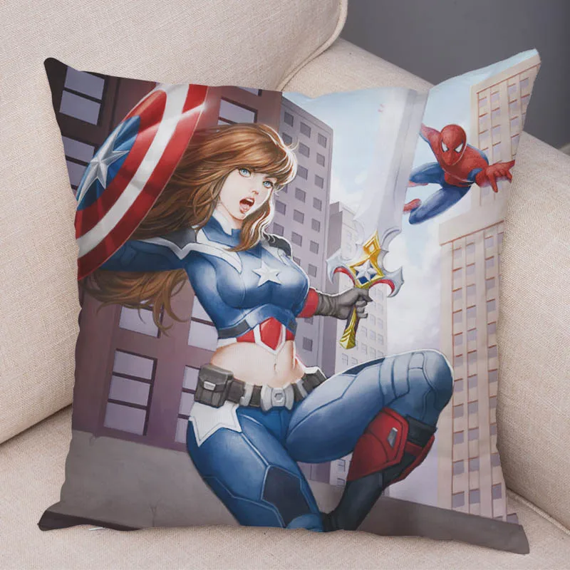 11 Супер мягкий короткий плюшевый мультфильм Marvel Мстители Капитан Америка наволочка Подушка супергероя чехол для дивана Декор Наволочка - Цвет: 11