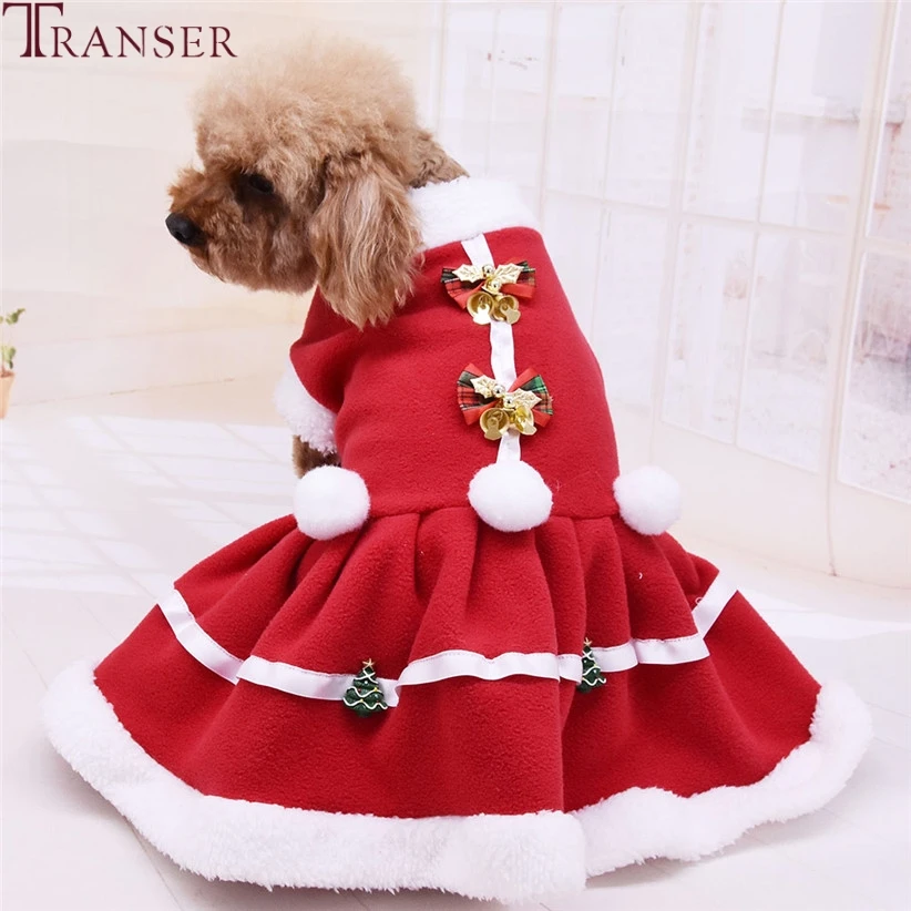 Рождественское платье для собаки Transer зимняя теплая одежда флисовое пальто щенка