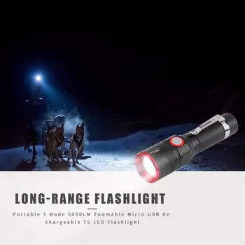 

Telescopic Zoom USB Rechargeable T6 LED Flashlights Excellent Durable Aluminium Alloy Process Camping 3 Modes Flashlight