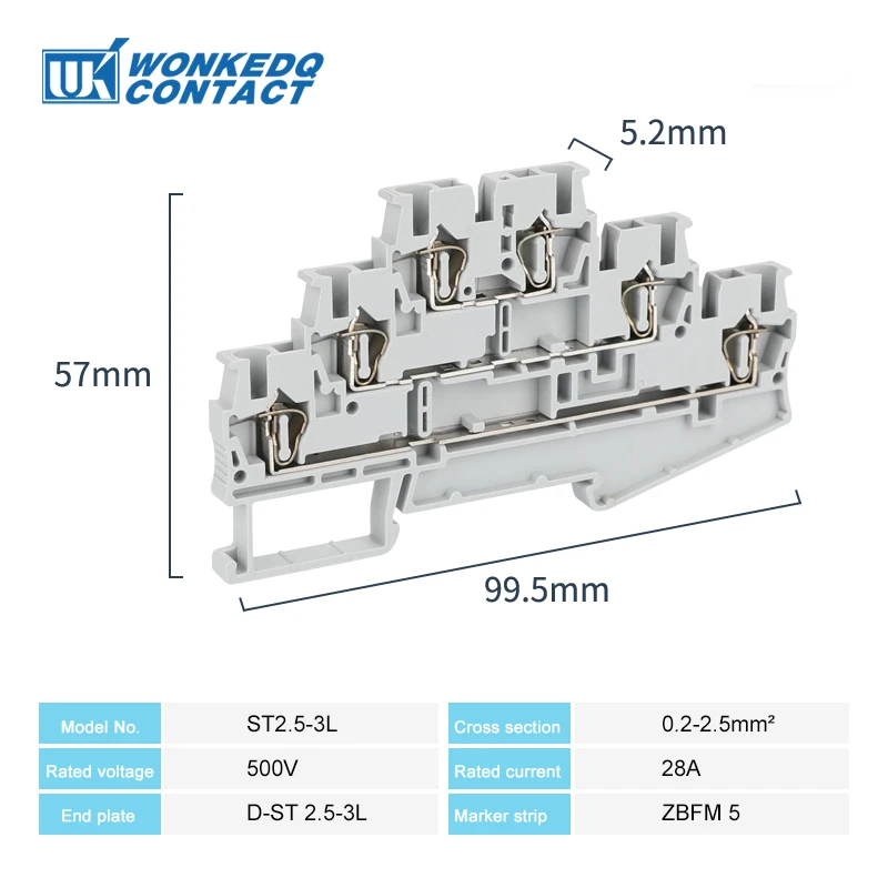 28 14 awg terminal block eletrico st 25 3l 05