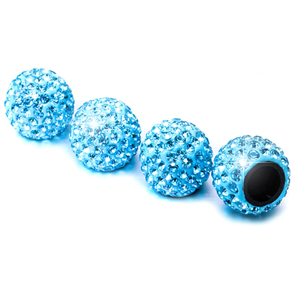 4pcs Diamond Universal Car Tire Air Sealing Cap Anti-rust Dust Proof Valve Caps B99 - Цвет: Lake blue