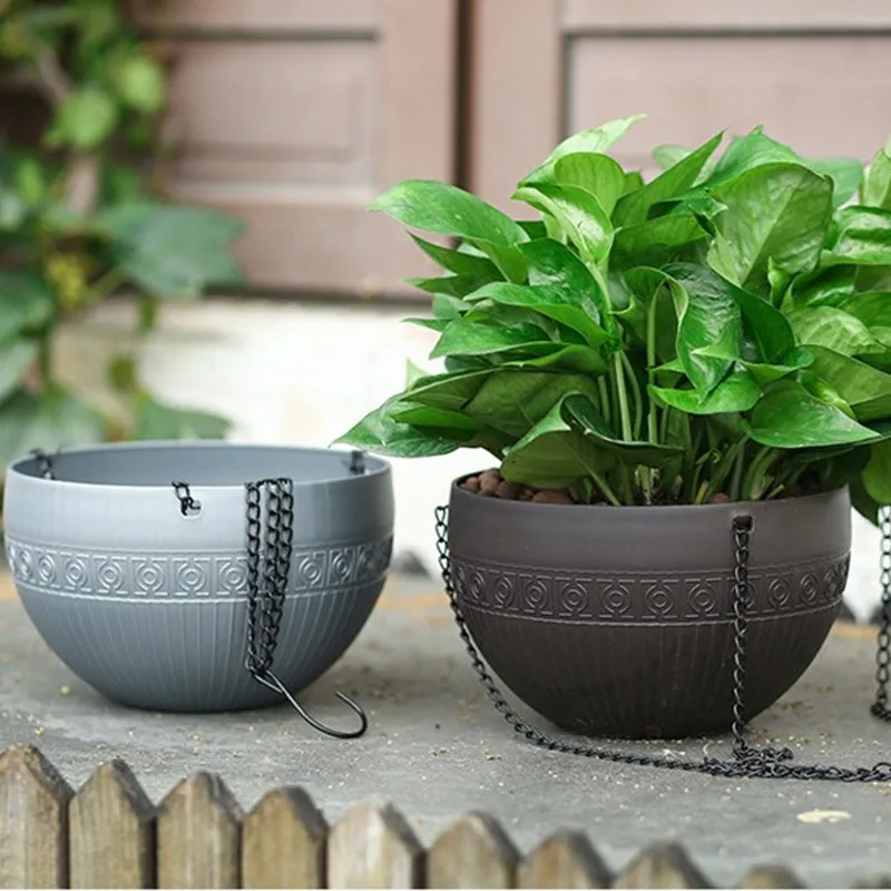 Plant Hanging Baskets Flower Pots Holder Chain Basin Plants Grow Basin Balcony Hanging Decoration Home Garden Supplies