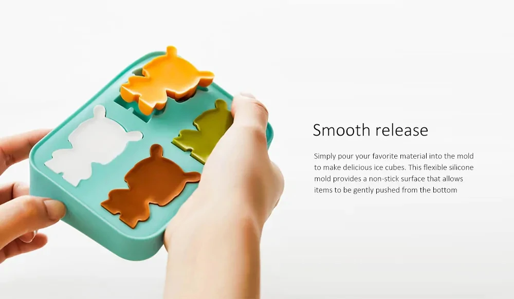 Xiaomi Миту льда лоток Еда Класс силиконовые формы мультфильм Форма 4-полость мороженое плесень "сделай сам" форма для приготовления льда