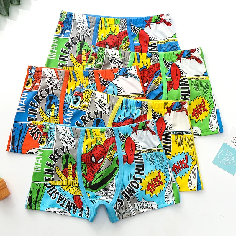 5 pieces Childrens Underwear 3 to 7 yrs boys Flat-angle cotton underpants baby cartoon SpiderMan pants Boxer panties set