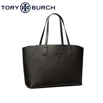 

TORY BURCH Pebbled Leather Tote Bag Top Handles Leash Clip Closure Large Capacity Handbag Shoulder Bags For Women 64454