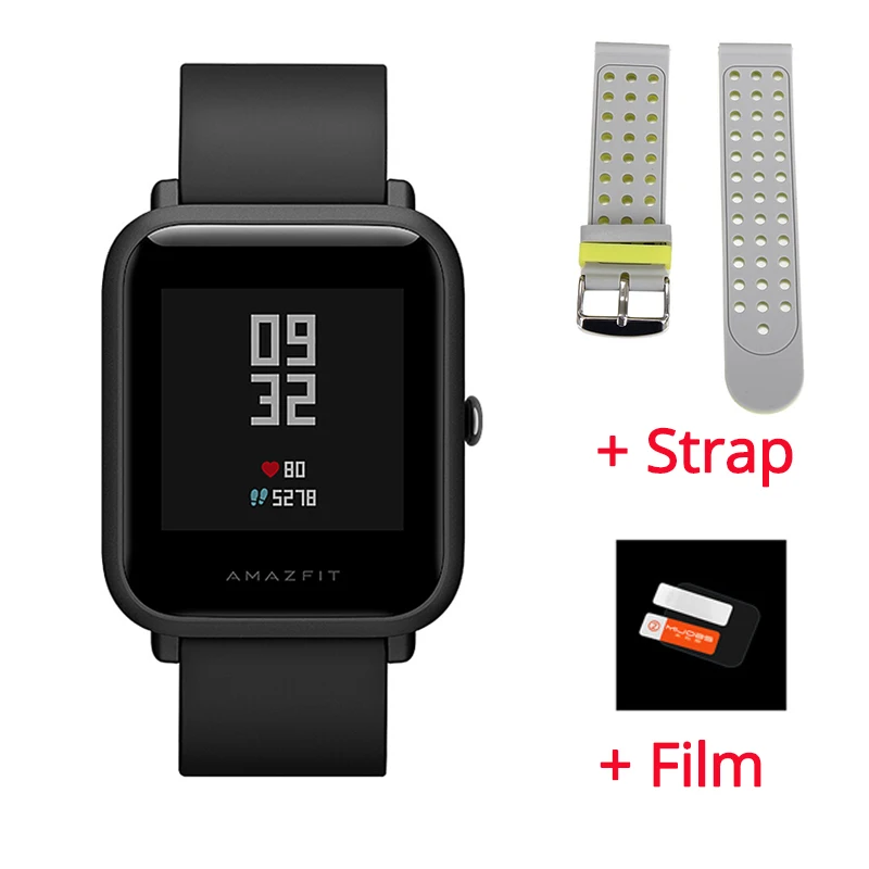black n gray Оригинальные Huami Смарт-часы Amazfit Bip Amazfit PACE Lite Youth Verison IP68 Водонепроницаемые ГЛОНАСС+ gps 45 дней работы от батареи - Цвет: black n gray