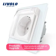 Livolo гнездо питания стандарта ЕС, белая стеклянная панель, AC 110~ 250V 16A настенная розетка с водонепроницаемой крышкой C7C1EUWF-11