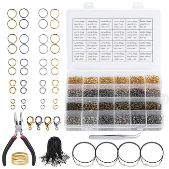 

Jewelry Findings Kit Jewelry Making Supplies with Open Jump Rings, Jewelry Plier, Lobster Clasps, Brass Jump Ring Opener, Black